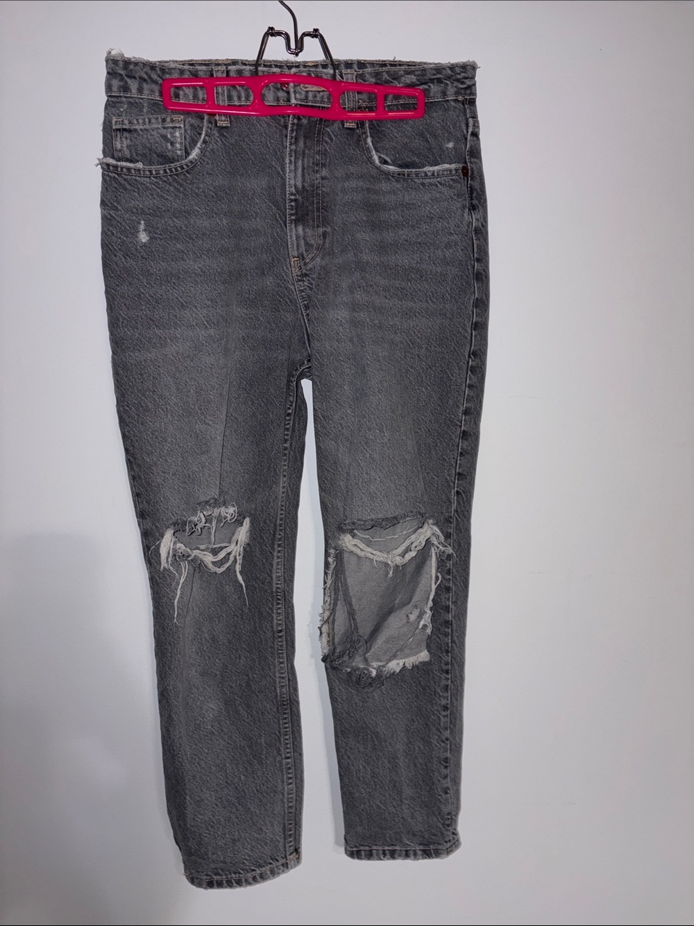 Zara Black-Grey Distressed Boyfriend Jeans